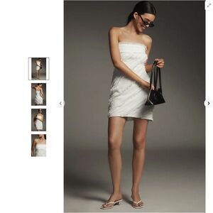 Anthropologie Endless Rose Strapless Textured Fitted Mini Dress